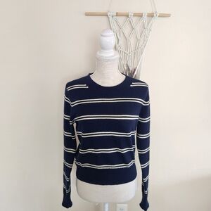 Reformation Womens Dana Recycled Cashmere Blend Sweater Size Small Striped Navy